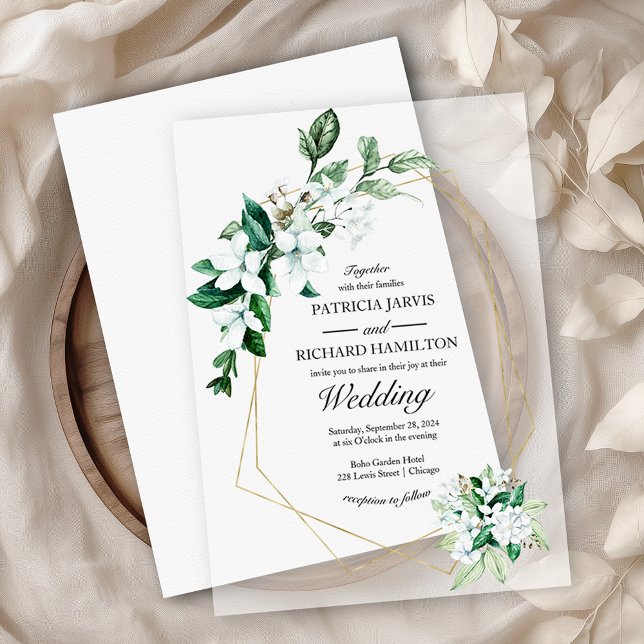Affordable Geometric Greenery Wedding Vellum Invitations (Creator Uploaded)