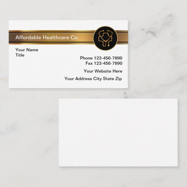 Affordable Healthcare Classy Business Cards (Front/Back)