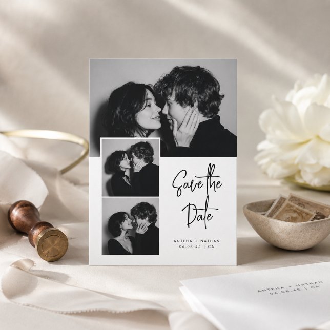 Affordable Luxury 3 Photo Wedding Save the Date (Creator Uploaded)