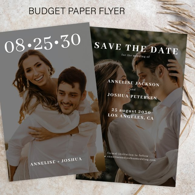 Affordable modern 2 photo wedding save the date flyer (Creator Uploaded)