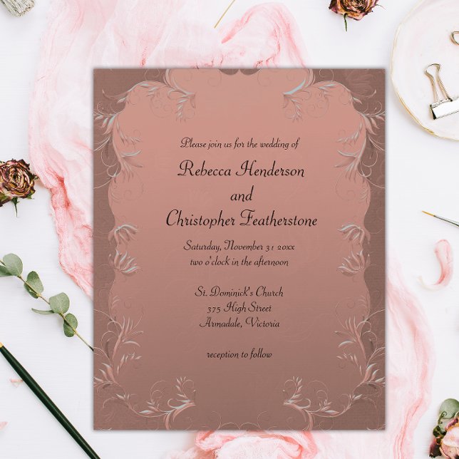 Affordable Rose Gold Vintage Wedding Invitation  Flyer (Creator Uploaded)