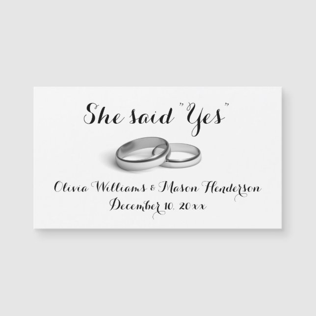 Affordable - She said "Yes" Save the Date Magnet (Front)