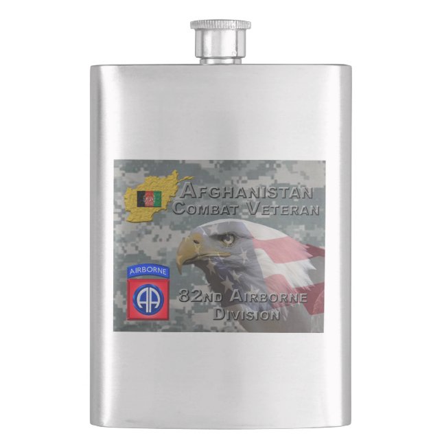 “Afghan Combat Veteran” - 82nd Airborne Division Hip Flask (Front)
