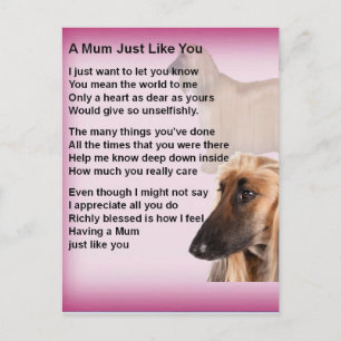 Afghan Designed - Mum Poem Postcard