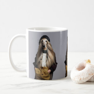 Afghan dog blonde hair in trousers coffee mug