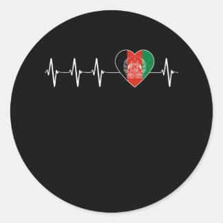 Afghan Heartbeat I Love Afghanistan Flag Heart Classic Round Sticker
