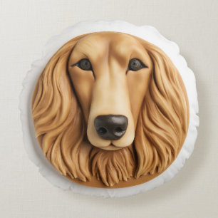 Afghan Hound 3D Inspired Round Cushion