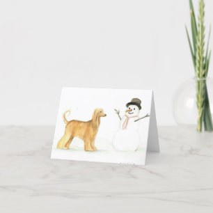 Afghan Hound and Snowman Dog Art Note Card