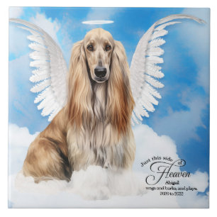 Afghan Hound Angel Dog Personalised Pet Memorial Tile