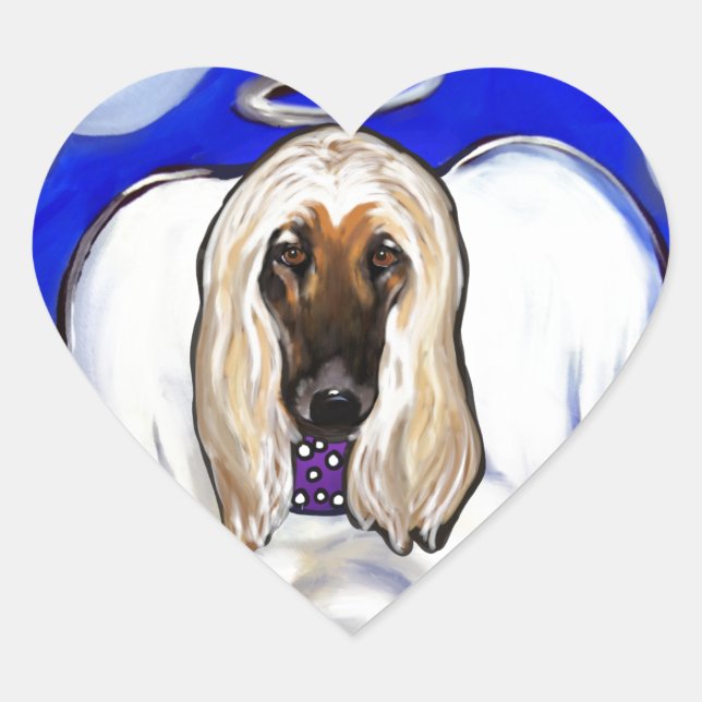 Afghan Hound Angel Heart Sticker (Front)