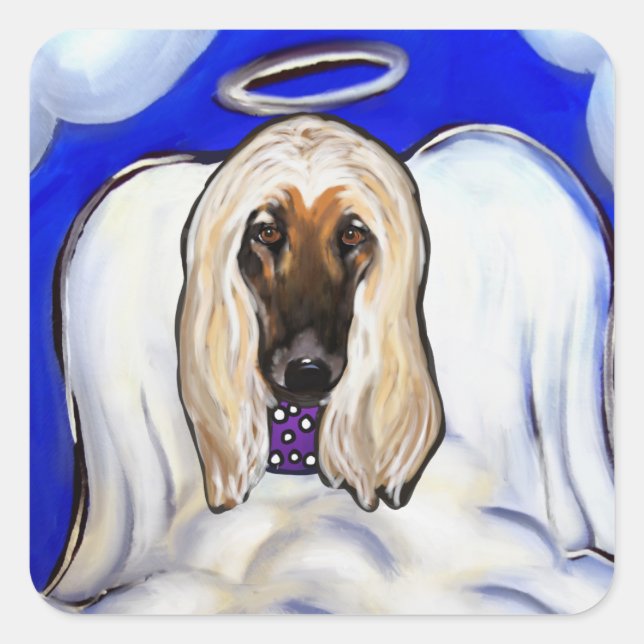 Afghan Hound Angel Square Sticker (Front)