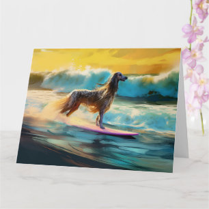 Afghan Hound Beach Surfing Painting Card