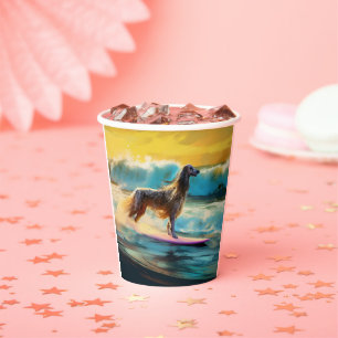 Afghan Hound Beach Surfing Painting Paper Cups