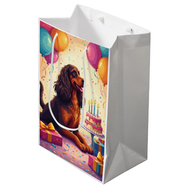Afghan Hound Birthday Celebration Medium Gift Bag (Front Angled)
