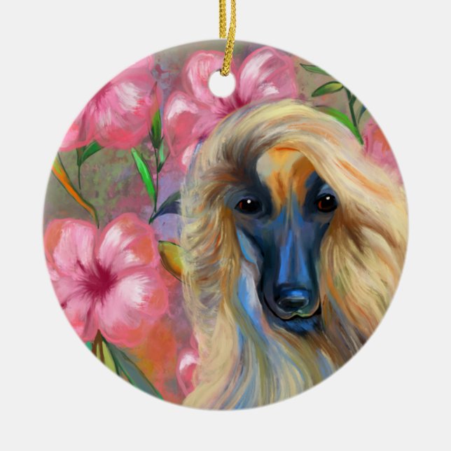 Afghan Hound    Ceramic Tree Decoration (Front)