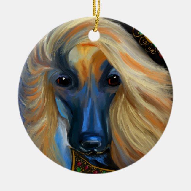Afghan Hound     Ceramic Tree Decoration (Front)