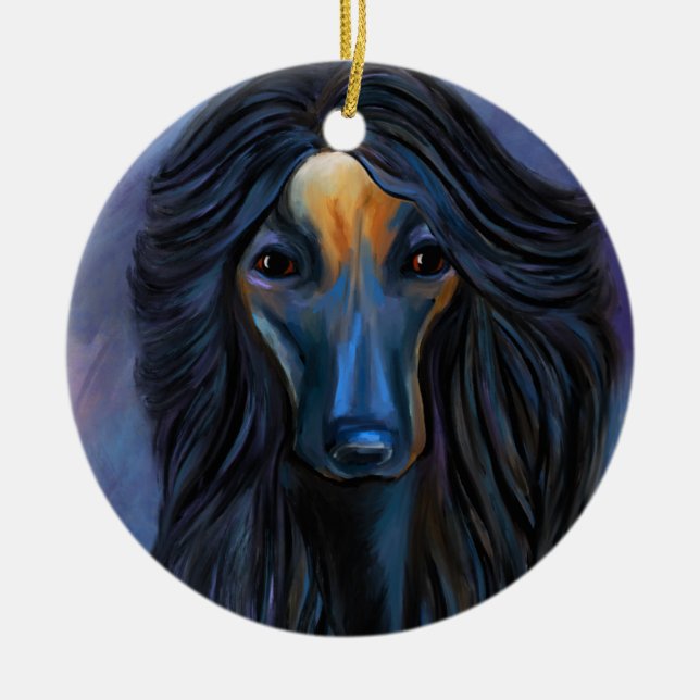 Afghan Hound   Ceramic Tree Decoration (Front)