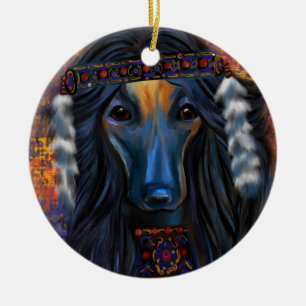 Afghan Hound Ceramic Tree Decoration