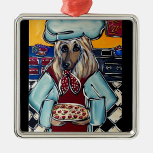 AFGHAN HOUND CHEF METAL TREE DECORATION