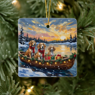 Afghan Hound Christmas Boat Holiday Ceramic Ornament