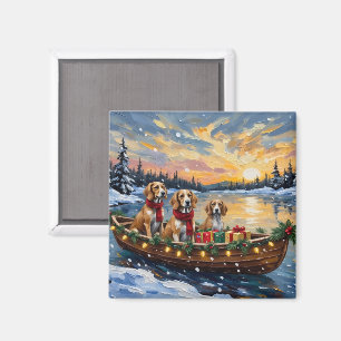 Afghan Hound Christmas Boat Holiday Magnet