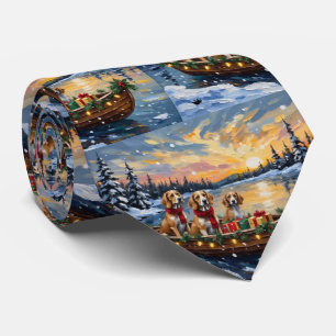 Afghan Hound Christmas Boat Holiday Tie