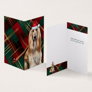 Afghan Hound Christmas Dog with Holiday Plaid