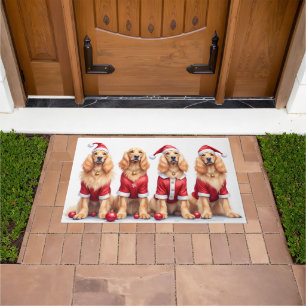 Afghan Hound Christmas Dress Santa Hat Doormat