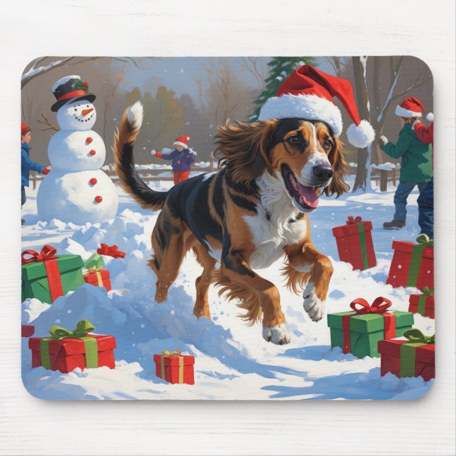 Afghan Hound Christmas Festive Snow Scene Mouse Pad (Front)