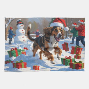 Afghan Hound Christmas Festive Snow Scene Tea Towel