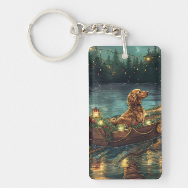 Afghan Hound Christmas Festive Voyage Key Ring (Front)