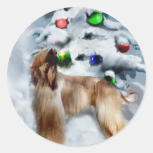 Afghan Hound Christmas Gifts Classic Round Sticker