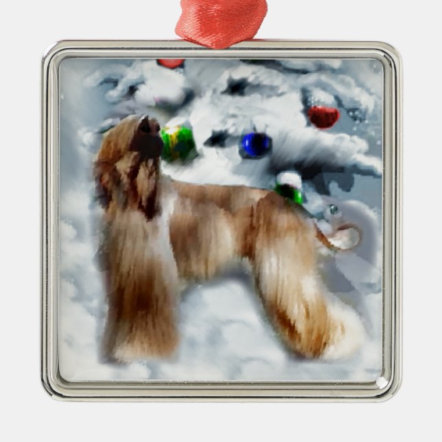 Afghan Hound Christmas Metal Tree Decoration (Front)