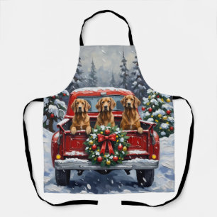 Afghan Hound Christmas Red Truck Holiday Apron