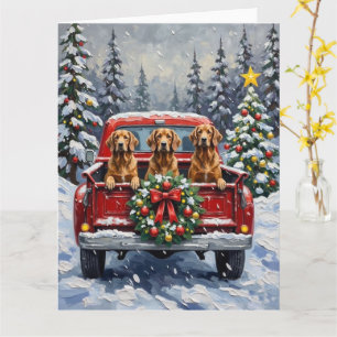 Afghan Hound Christmas Red Truck Holiday Card