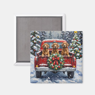 Afghan Hound Christmas Red Truck Holiday Magnet