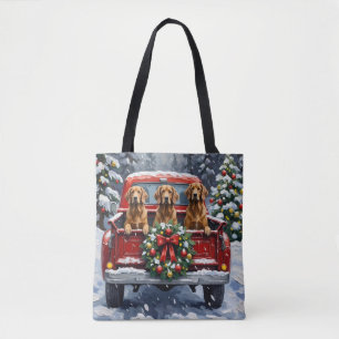 Afghan Hound Christmas Red Truck Holiday Tote Bag