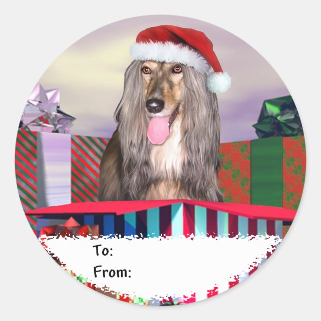 Afghan Hound Christmas Surprise Gift Tags (Front)
