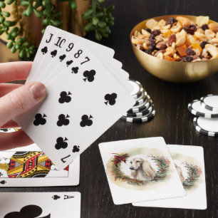 Afghan Hound Christmas Wreath Festive Pup  Playing Cards