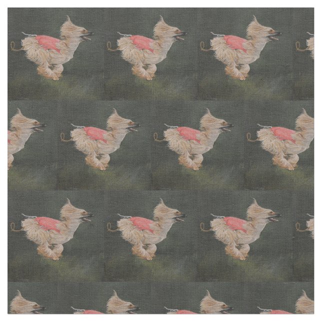 Afghan Hound Coursing Dog Art Fabric (Close Up)