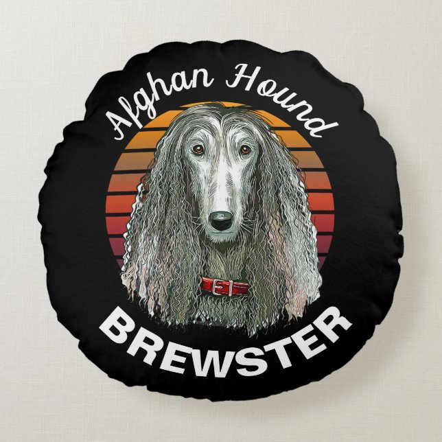 Afghan Hound Custom  Round Pillow (Front)