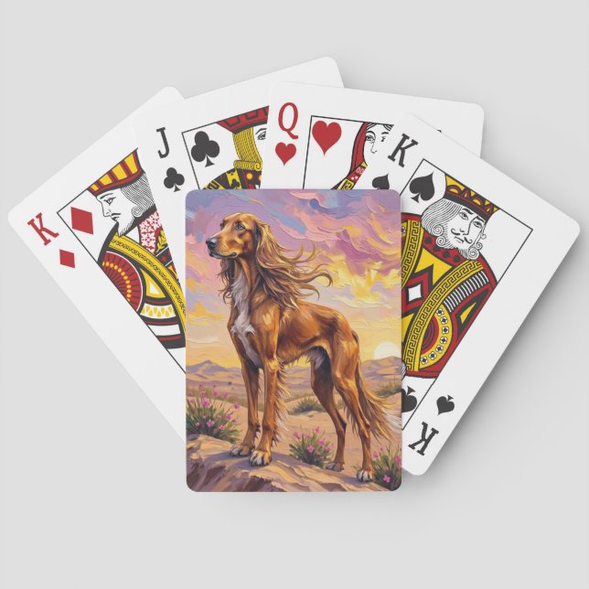 Afghan Hound Desert Sunset Elegance Playing Cards (Back)