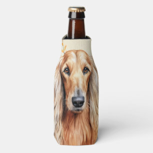 Afghan Hound Dog and Peach Lilies Bottle Cooler