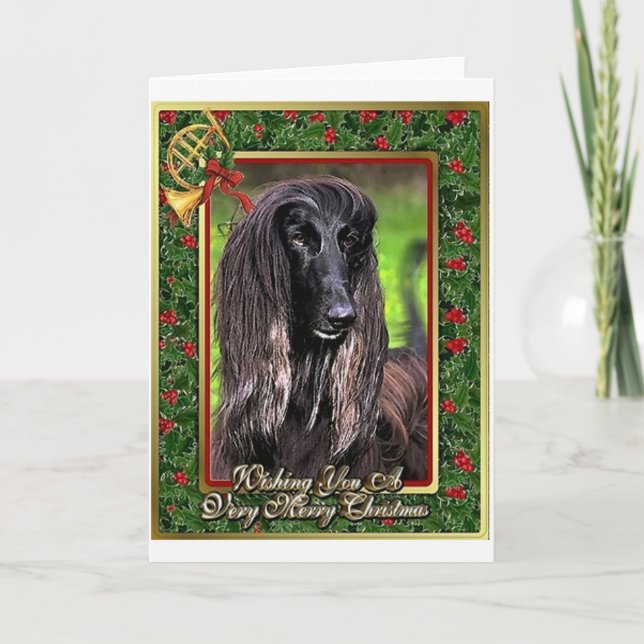 Afghan Hound Dog Blank Christmas Card (Front)