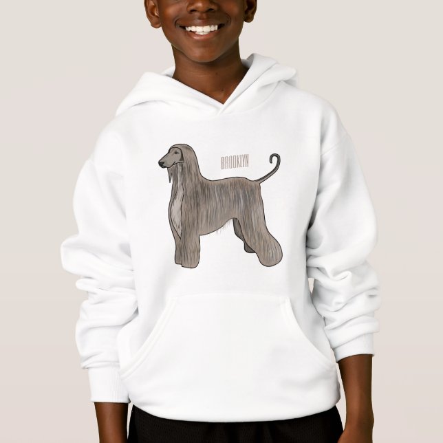 Afghan hound dog cartoon illustration  (Front)