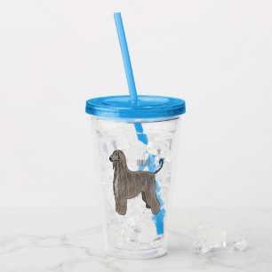 Afghan hound dog cartoon illustration acrylic tumbler