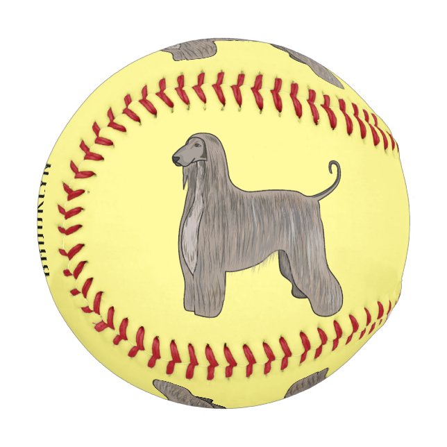 Afghan hound dog cartoon illustration  baseball (Front Left)