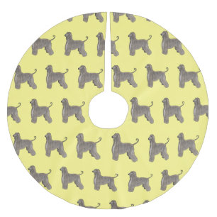 Afghan hound dog cartoon illustration  brushed polyester tree skirt