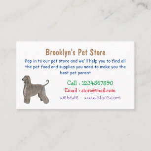 Afghan hound dog cartoon illustration business card