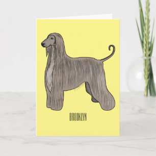 Afghan hound dog cartoon illustration card